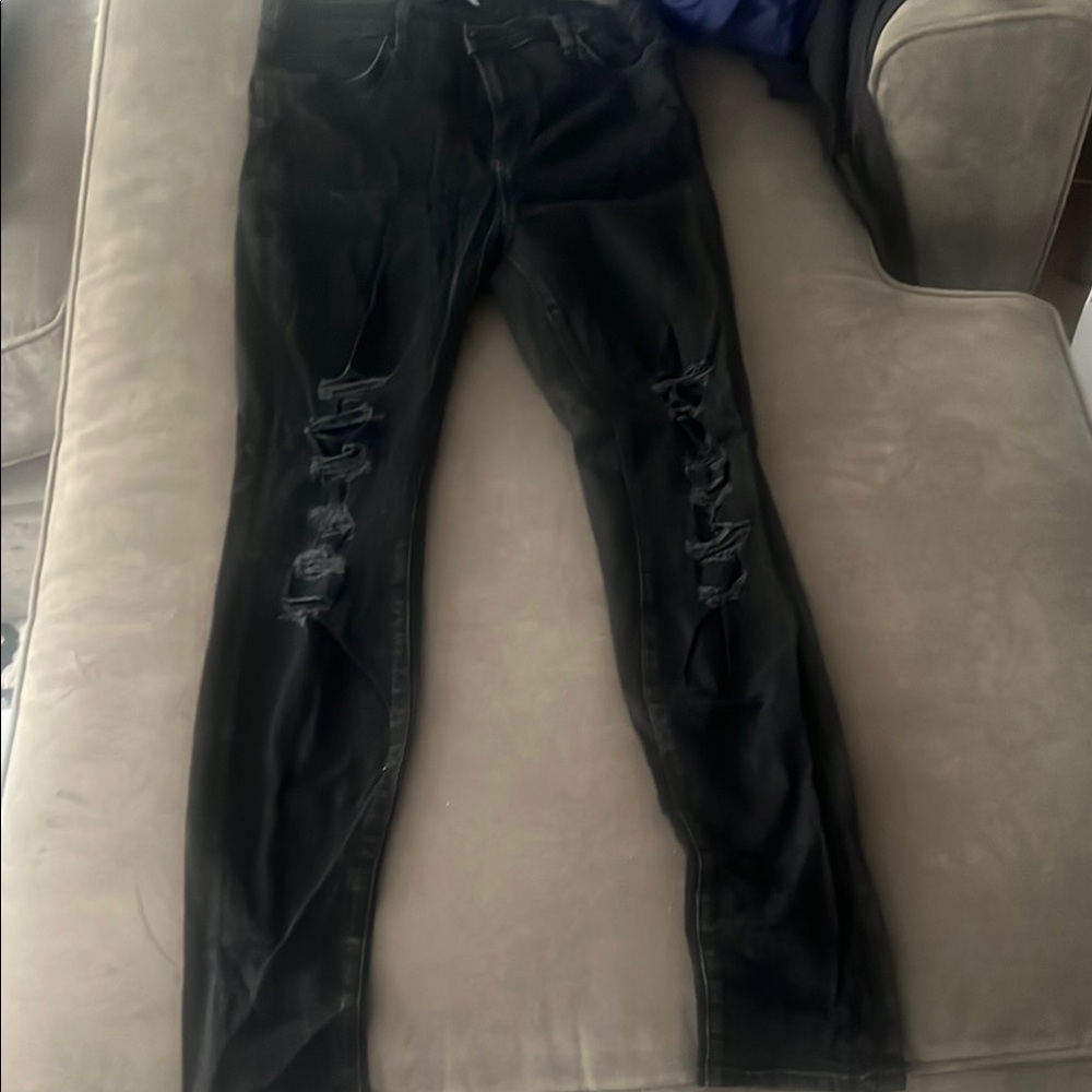 J Brand Black Skinny Jeans with Edgy Distressing